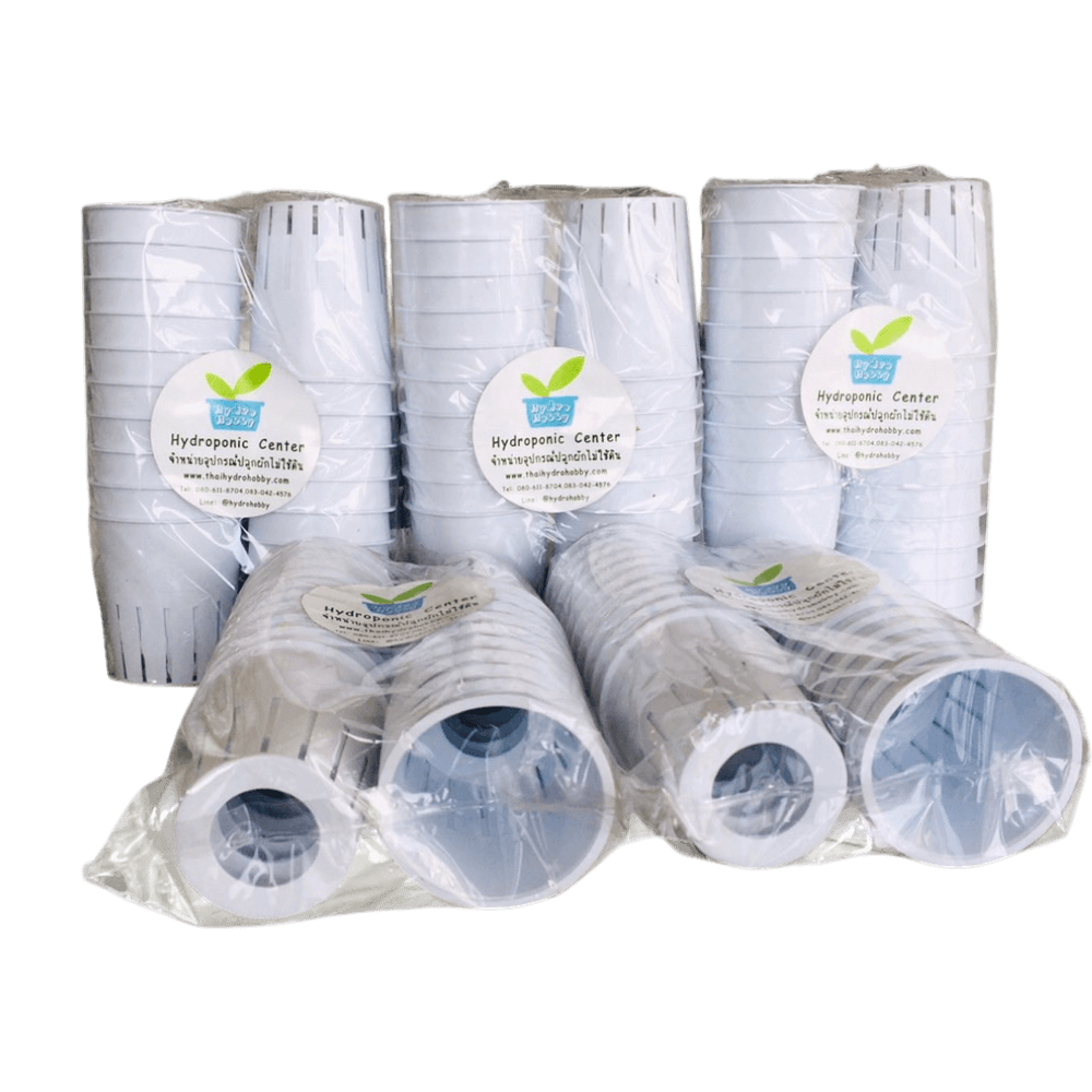 ถ้วยปลูกผักไฮโดรโปนิกส์ HYDROHOBBY 100 ใบ สีขาว  ก้นรู